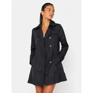 Martin + Osa Black Nylon Double Breasted Trench Coat S New NWOT